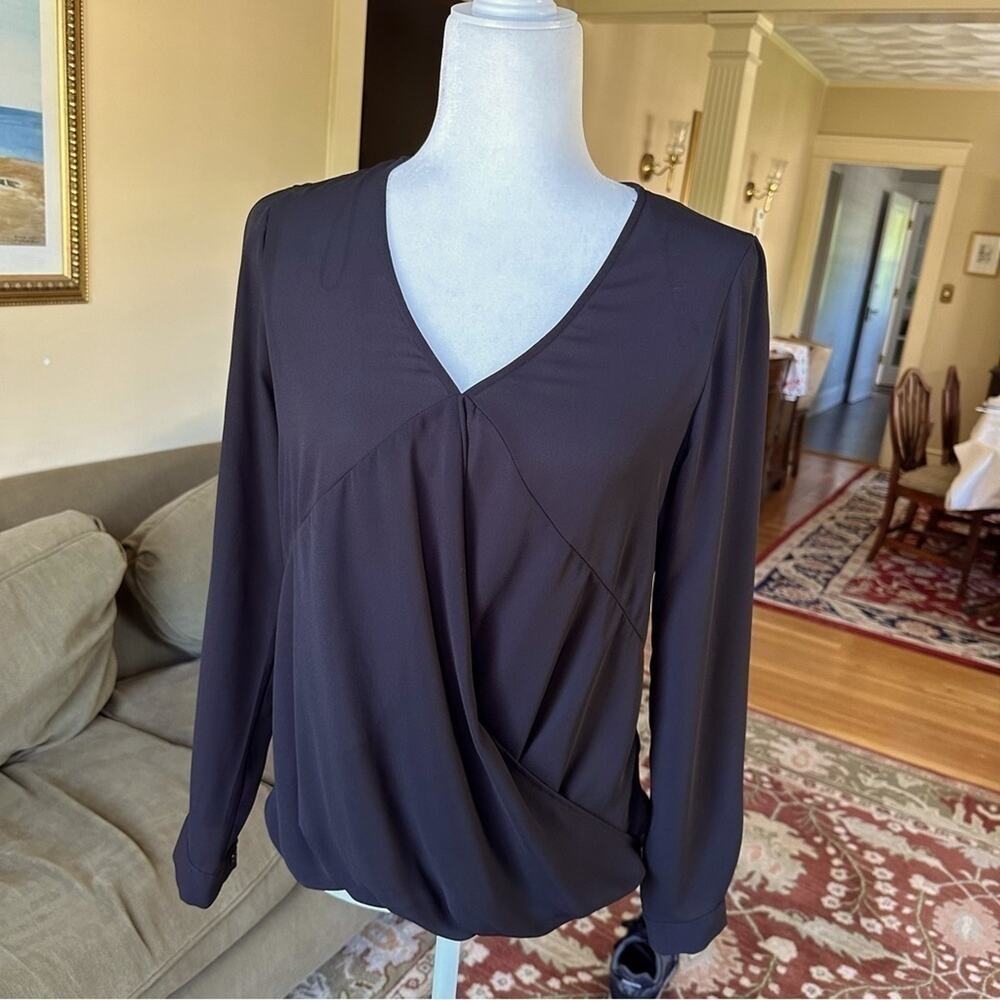 Ro & De Black V-Neck‎ Twist Front Blouse sz xs/sm​​​​​​​​​​​​​​​​​​​​​​​​